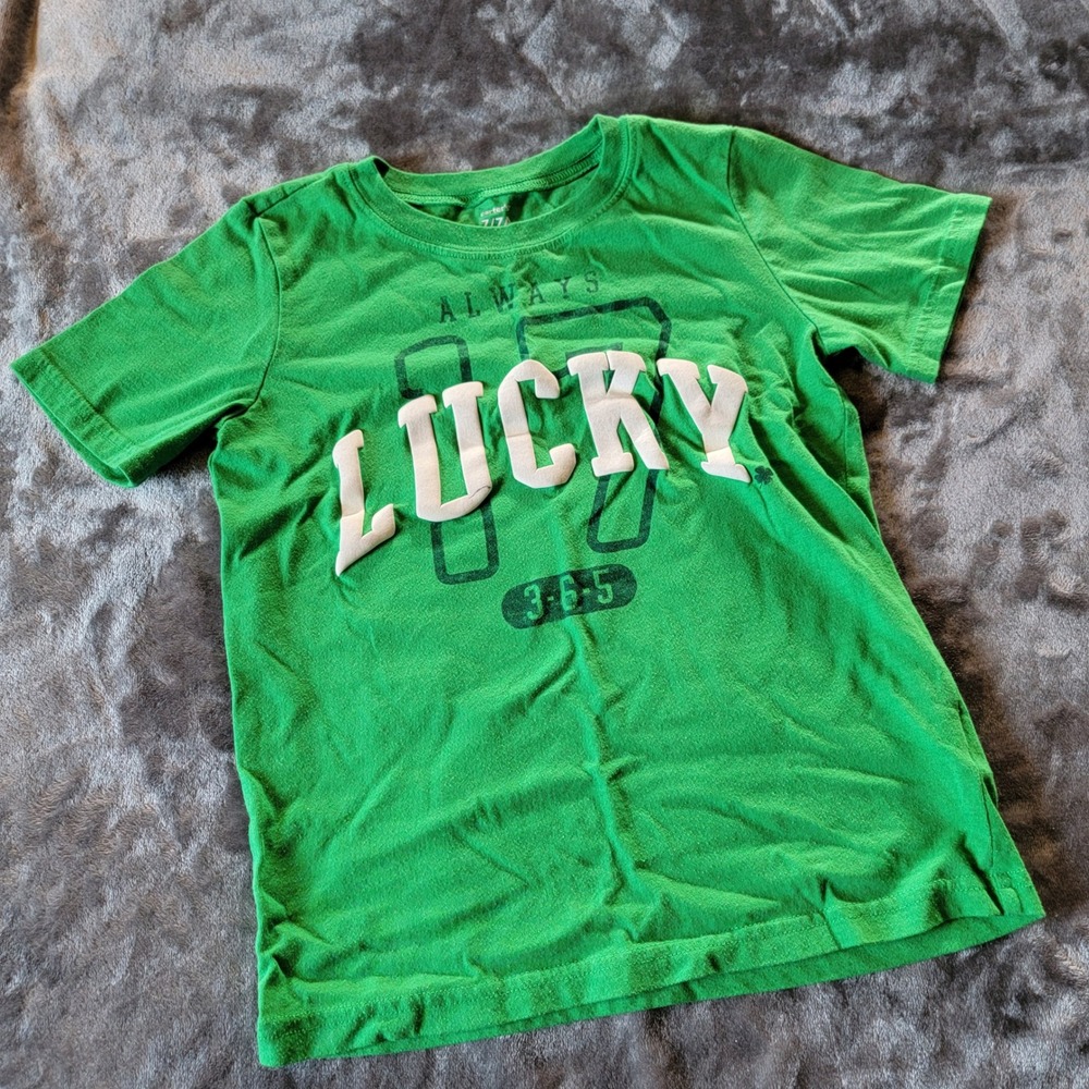 Carter's Graphic-T Boys 7 Green Good Always Lucky Puff Print St Patricks Day 805